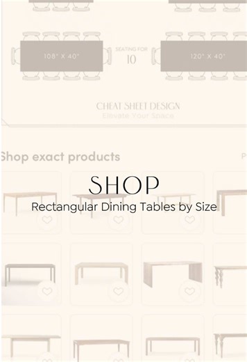 Rectangular dining tables by size - all saved within my link on my profile 😊#greenscreen