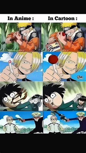 Anime vs Cartoon – Same Scene, Different Rules 😄🔥#onepiece #animememes #naruto #cartoonnetwork #jjk