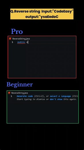 Reverse String in Java Beginner vs #java #coding