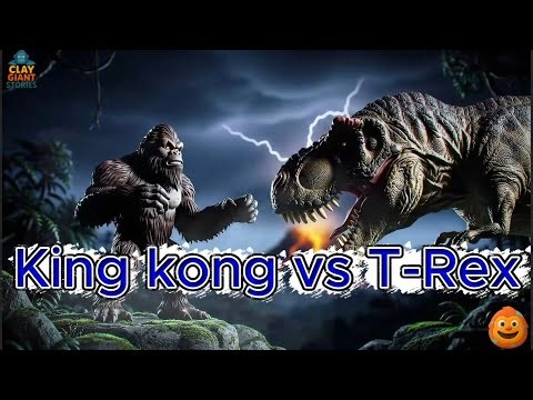 King Kong vs T-Rex | Epic Dinosaur Fight Animation | Kids Cartoon Movie Clay Giant Stories |
