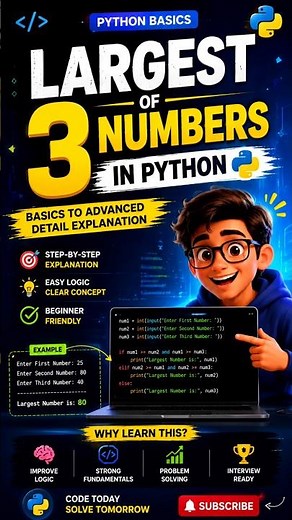 Python mini project 3 Largest of 3 Numbers in Python . Python If-Else Explained Python Basics 🐍