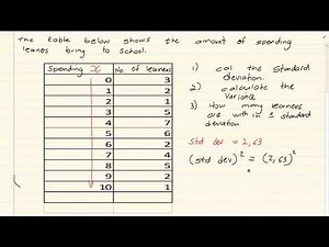 Grade 11 : Statistics : Standard deviation and variance with a given frequency table