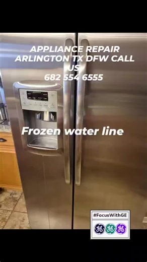 GE refrigerator no water. frozen water line. Greg's grade A appliance repair Arlington TX dfw