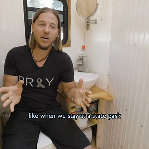 Award Winning Split Bath with Full Size Shower in This Skoolie Conversion After Matt was diagnosed with terminal brain cancer, spending quality time with his six children & wife Christy seemed more important than ever. As they discussed how they could incorporate meaningful change into their life, the idea of living in a bus came to them & the universe seemed to instantly support their decision with a series of miraculous events unfolding. Since moving into their home on wheels, they have absolu