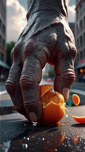 Giant Hand Crushes an Orange in Slow Motion! 🍊💥