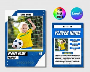 Editable Soccer Trading Cards Template Personalized DIY Sport Card Customizable Player Card Canva Template Printable School Team Gifts - Etsy