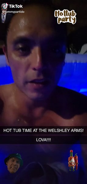 At The Welshly Arms Hotel with my lova! #WelshlyArms #Lova #SNL #SaturdayNightLive #WillFerrell #Loveahs #HotTub #Party #hilarious #Jacuzzi