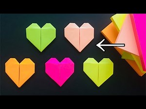 Sticky Note Origami Heart, Origami de Coração, Origami Corazon, 折り紙 ハート, Easy Valentine's Day Craft