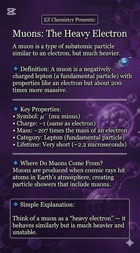 Muon|Muons|what are Muons|subatomic particles #chemistryshorts #youtube #chemistry #chemistryworld