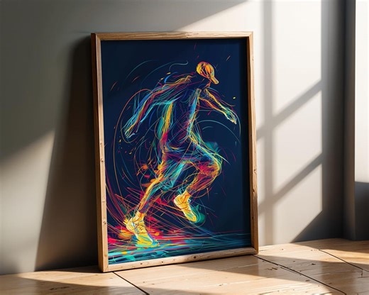 Abstract Running Art | Colourful Sports Poster | Athlete Wall Decor | Gym Art - Etsy