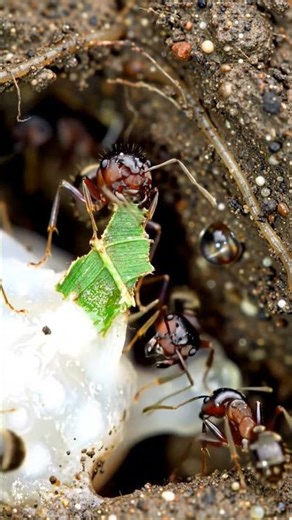 Leafcutter Ant Fungus Garden Growth – Ultra Macro 🐜🍄✨ #shorts