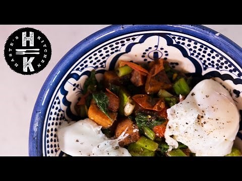 Vegetarian Hash with poached Eggs