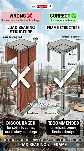 Load Bearing vs Frame Structure 🏗️ | Which is Better for Modern Buildings? | Civil Engineering