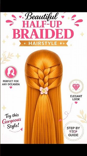 Quick Half Up Open Braid Hairstyle ✨ Easy Everyday Hair Look #shorts