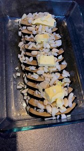 The vegan cod fish with butter and white unions ready to set in the oven! #cookingwithlove #vegetarian #food | K E Del Channel