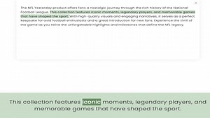 Football League. This collection features iconic moments, legendary players, and memorable games tha