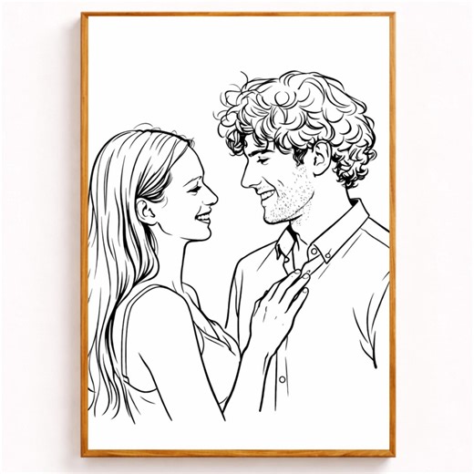 Custom Line Drawing Portrait From Photo: Family Illustration, Couple Gift - Etsy UK