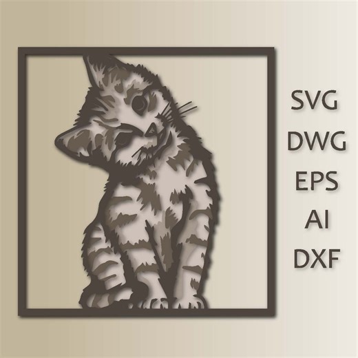 Mandala chat 3D SVG : contreplaqué multicouche/fichier découpé (téléchargement numérique) - Etsy France