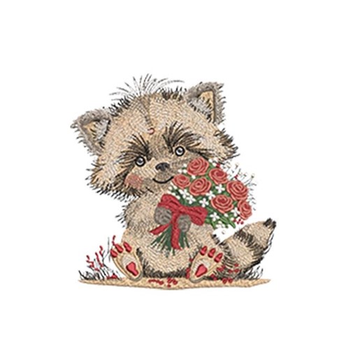 Raccoon Valentine Machine Embroidery Design, Colorful Animal Art (digital File, 5 Sizes, 8 Formats) - Etsy