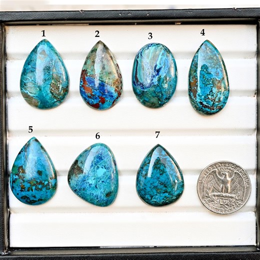 Azurite Shattuckite Cabochon Natural Flat Back Loose Gemstones for Jewelry Making - Etsy