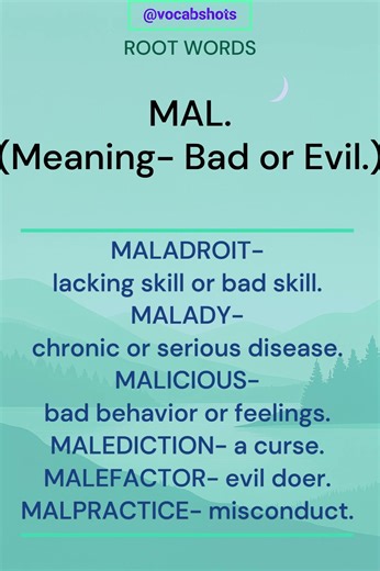 MAL Meaning | Root words | Usage | Vocab Shorts |#shorts |#vocabulary | #vocabshots