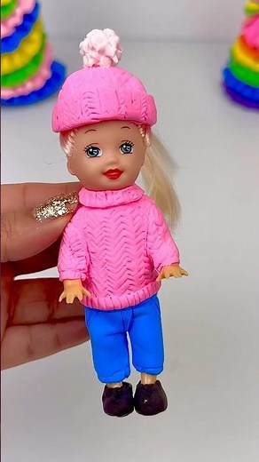 DIY How to Make Polymer Clay Miniature Rainbow Doll Dress | DIY Easy Polymer Clay Tutorial | ASMR