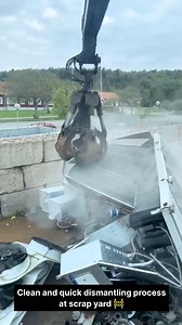 In this video, we show how an excavator gripper quickly dismantles a large industrial AC chiller. Watch as the heavy machine tears down the chiller unit, separates the metal parts, and prepares it for recycling. #ScrapYard #Excavator #IndustrialChiller #ScrapMachine #MetalRecycling #HeavyEquipment #ACChiller #ScrapProcessing #Demolition #RecyclingProcess #HVACScrap #ScrapBuyerUAE #ScrapBusiness #usa #uk #230k | Scrap Buyer UAE