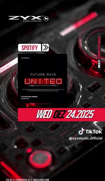 Future Rave United Vol. 1 – The Debut Album of the Next Generation of Electronic Music 🔗Pre-Save Now!: https://zyxdance.lnk.to/carlclarks On December 24, 2025, the highly anticipated debut album Future Rave United Vol. 1 will be released via ZYX Music, redefining the future of electronic dance music. Across 10 high-energy tracks, the album delivers an unmatched blend of driving beats, hypnotic melodies, and futuristic soundscapes. The tracklist includes: HYPERLOOP | BLACKLIGHT | ULTRANOVA | ALP