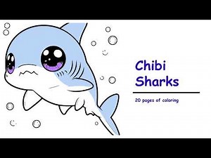 Chibi Sharks 20 pages to color for Kids and Adults