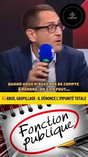 💥 Abus, gaspillage : l’impunité dénoncée sans filtre Dans cet extrait, un homme lâche une vérité dérangeante : dans la fonction publique, certains abusent sans jamais rendre de comptes. Dépenses incontrôlées, irresponsabilité généralisée, argent public dilapidé… Parce que, pour eux, ce n’est tout simplement pas leur argent. Un témoignage brut, sans langue de bois, qui relance avec force le débat sur la gestion des finances publiques et le respect du contribuable en France. #ArgentPublic #Gaspil