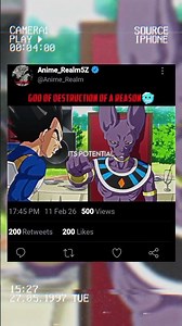 Before any creation must come destruction~Lord Beerus🥶#anime#shorts#dragonball||