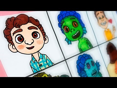 Drawing Disney Pixar's LUCA Movie Characters - Luca Sea Monsters Alberto Giulia Ercole Massimo