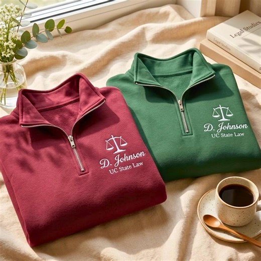 Embroidered Personalized Law School Quarter Zip Sweatshirt: Custom Quarter Zip, College University Legal Program, Graduation Gift - Etsy