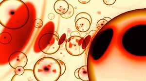 Download Moving molecular bubbles with embryos. Design. Bubbles with infection move in flow of body. Animation of moving charged molecules in space for free
