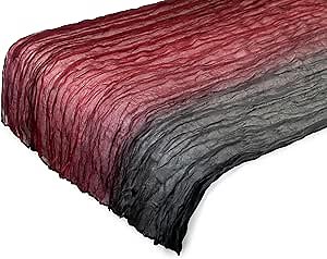 Multi Color Fade Cheesecloth Table Runner- These Boho, Natural, Light Cheesecloth Runners for Your Wedding, Shower, Party or Special Occasion. (Purple to Teal Multi Color) (Black to Maroon)