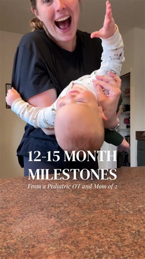 12–15 months is such a fun window of development!! There are so many little skills starting to connect. Here are a few milestones you might notice during this stage: 📕 Interested in books/pictures – Babies may start pointing at pictures, turning pages, or bringing you books to read. It’s an early sign of communication and shared attention. 🧱Stacking – You might see them stacking two blocks or objects. This builds coordination, problem solving, and spatial awareness. 🍴 Getting preloaded utensi