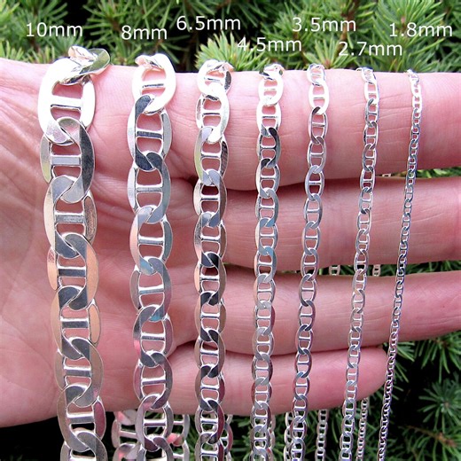 925 Mariner Chain Necklace or Bracelet, Solid Sterling Silver Italian Anchor Link, Heavy Mens Nautical Jewelry Gift, 1.8mm-10mm. 7"-30" - Etsy