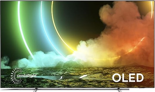 Philips 55OLED706/12 139 cm (55 Zoll) Fernseher (4K UHD, OLED, HDR10+, Dolby Vision & Atmos, 3-seitiges Ambilight, Smart TV mit Google Assistant, Works with Alexa, Triple Tuner, mattgrau)