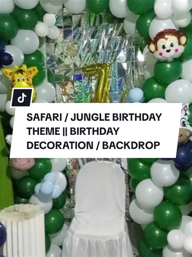 DIY BIRTHDAY DECORATION 💚 SAFARI / JUNGLE BIRTHDAY THEME🦁🐯✨ LOW BUDGET BIRTHDAY BACKDROP AND DECORATION 🫶✨ #fyp #diy #balloonarch #birthdaydecoration #backdropdecoration #backdrop #follow #jungletheme #safaritheme #lowbudget #indoor