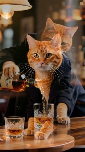 The Cat's Perfect Scotch in a Rainy Pub #ScotchWhisky #CozyEvening #CatLovers #RainyNight