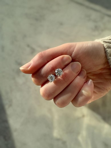 2 Carat Diamond Stud Earrings VVS1 Clarity D Color Round Brilliant Cut Ideal IGI Certified Lab Grown 14k White Gold - Etsy