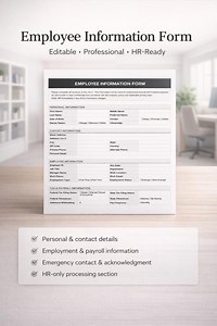 Employee Information Form | Editable HR Template (word & PDF) - Etsy