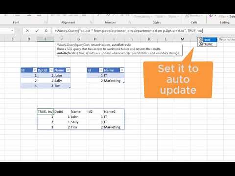Query function for Excel