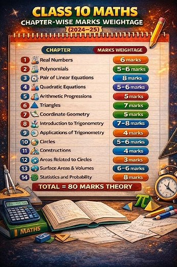 Class 10 Maths Weightage 2026 | Chapter-wise Marks Distribution | Board Exam Preparation #mathproble