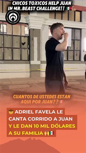 🤠 Adriel Favela sorprendió a Juan, el concursante viral del reto de MrBeast, con una presentación en el supermercado donde vive desde hace meses.El cantante interpretó en vivo “Me Llamo Juan” durante una emotiva entrega de apoyos económicos organizada por “Chicos Tóxicos”, buscando motivar al participante a completar el desafío de permanecer un año entero dentro de la tienda. 💵🔥