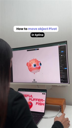 In case you missed it, you can now change the pivot position of your 3D objects! Just hold CMD/CTRL and move the pivot or adjust it manually using the floating panel. 🫶 #design #designtok #motiondesign #spline #uiux