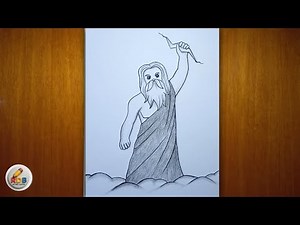 Zeus God easy drawing -|- step by step for beginners