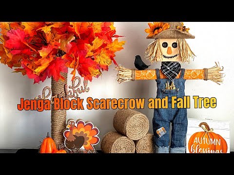 Jenga Block Scarecrow and Fall tree 🌳
