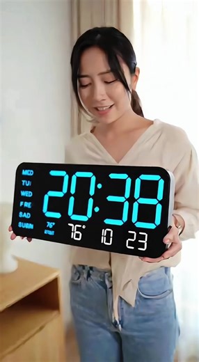 Large LED Display Digital Wall Clock with Voice Control