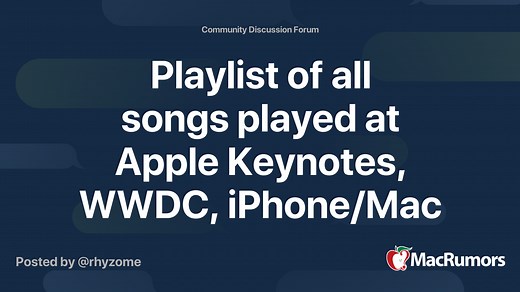 Playlist of all songs played at Apple Keynotes, WWDC, iPhone/Mac Events, etc.?